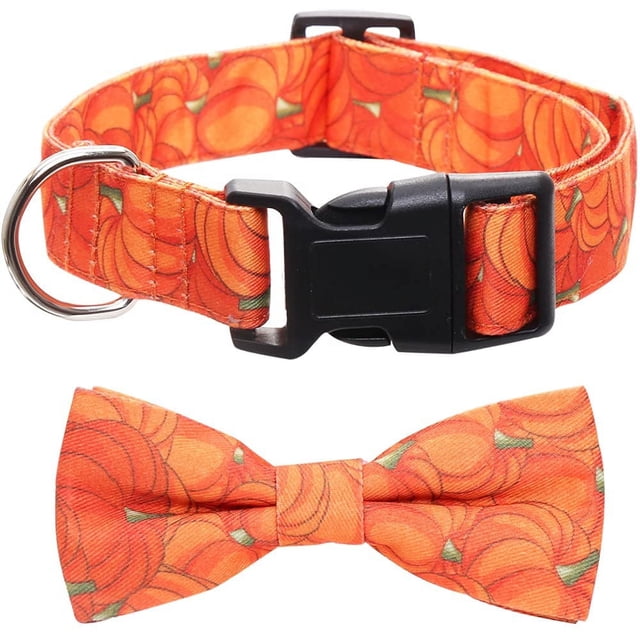 5 EmbalarCollar para perro con pajarita bonita extraíble, collares ajustables para mascotas (calabaza-S)