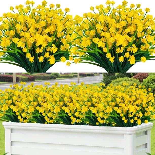Lnoicy 20 Piezas De Flores Artificiales Para Decoración De Flores De Plástico Al Aire Libre, Flores Artificiales Resistentes A Los Rayos Uv, Arbustos, Plantas Artificiales Para Interior, Exterior, Jar