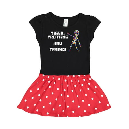 

Inktastic Trick Treating and Trying Autism Awareness with Zombie Gift Toddler Girl Dress
