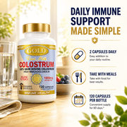 Sunshine Naturals Colostrum Gold 100% Skim Bovine Colostrum 1000mg, High Immunoglobulin Dietary Supplement, 120 Capsules, 3 Pack