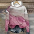 thumbnail image 2 of Womens Winter Warm Hoodies Long Sleeve Fleece Pullover Casual Loose Color Block Striped Floral Print Pullover Tops,Hot Pink,XL, 2 of 5