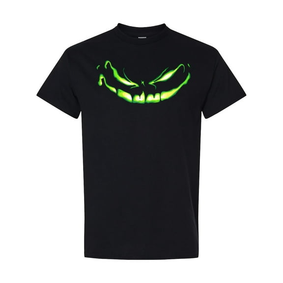 Inktastic Sinister Grinning Pumpkin Face in Lime Green Glow T-Shirt