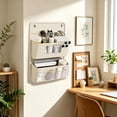 thumbnail image 5 of Wall Mounted Storage Organizer With 2 Layered Pockets Wall Hanging Cloth Bag For Dormitory Bedroom, 5 of 6