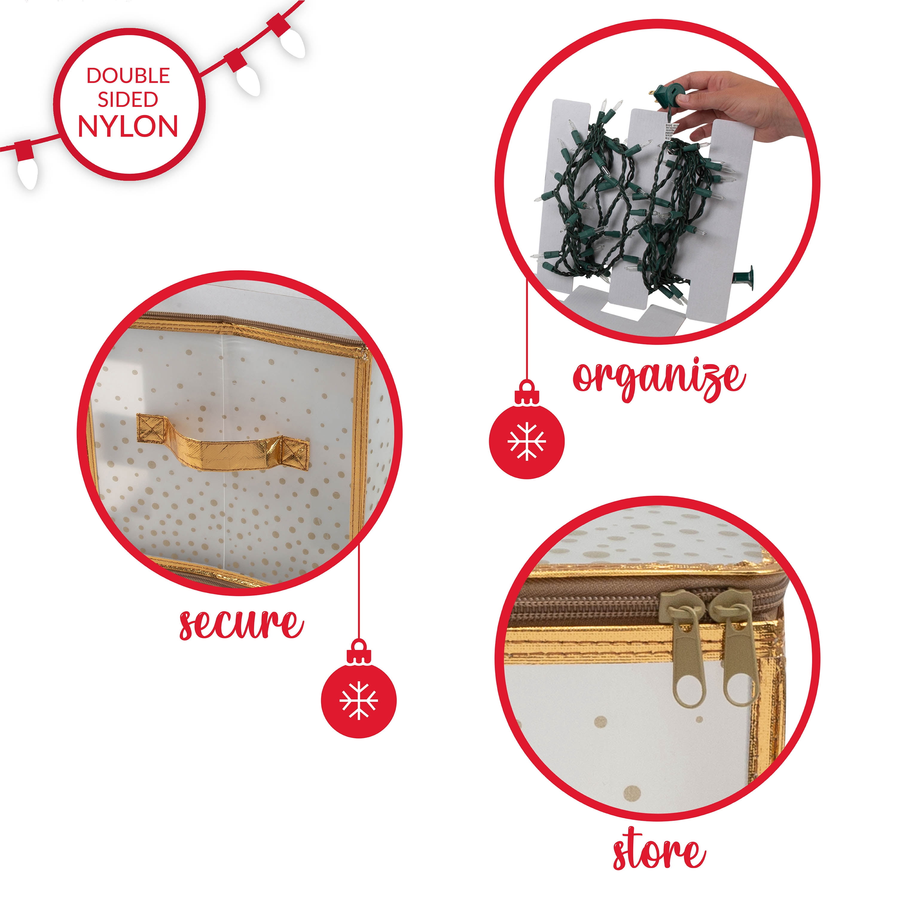 Simplify Christmas Light Organizer Storage Box in Gold Printed Polypropylene