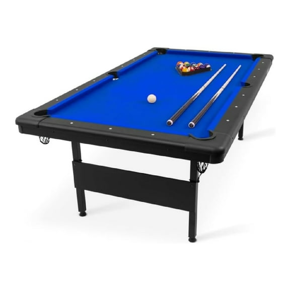 6/7 Ft Pool Tables with Wood Finish, Portable Billiards Table, Adults Folding Billiards Tables for Game Room, Includes Full Set of Billiard Balls, Cues, Chalk & Brush