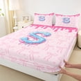 thumbnail image 3 of Feelyou Cartoon Monogrammed S Twin Sheet Sets, Bowknot Love Heart Bedding, 3pcs, 3 of 7