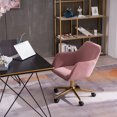 thumbnail image 2 of Swivel Office Chair, Velvet Upholstered Swivel Desk Chair with 5-Star Metal Base, Modern Adjustable Height Accent Chair, Computer Chair for Home Office Living Room Bedroom, Pink, 2 of 7