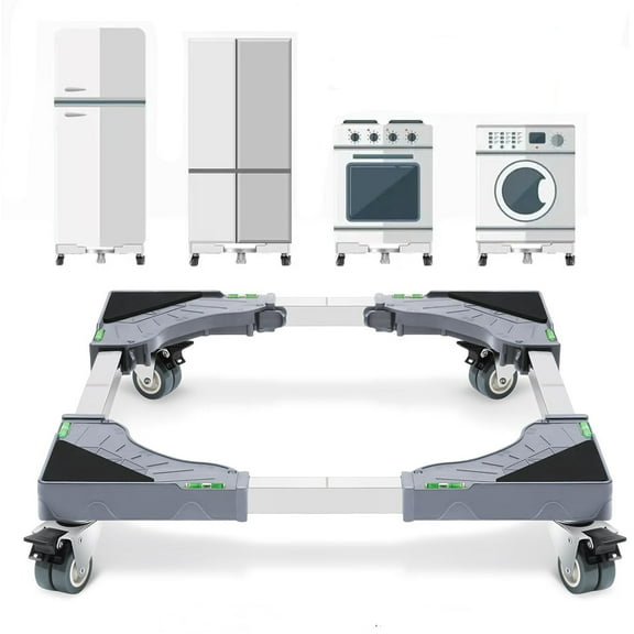YUNMEIYI  Mini Fridge Stand with 4 Locking Wheels 15.7"-23.6" Adjustable Dolly Washing Machine Stand Universal Stand Base for Furniture Portable Refrigerator Dryer Stand (Grey)