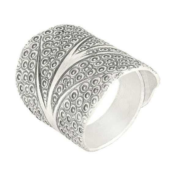 81stgeneration Women's 999 Fine Silver Karen Hill Tribe Wide Tree Shaped Engraved Tribal Ring