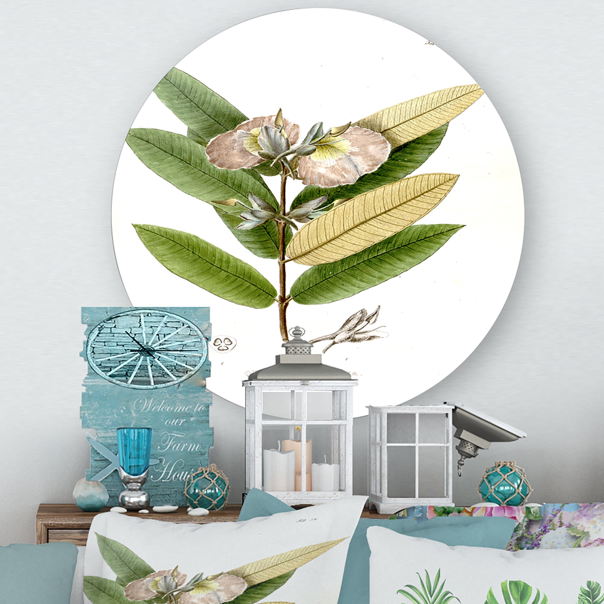 Designart 'Ancient Blossoming Flower II' Traditional Circle Metal Wall Art 23x23 - Disc of 23