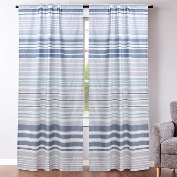 Levtex Home - Truro - Drape Panel/Curtain (55x84in.) with Rod Pocket - Boho Floral in Orange Teal Red Blue - 55x84in. - One Panel - Poly/Cotton