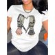thumbnail image 1 of Camiseta deportiva informal y sencilla con cuello redondo y manga corta para mujer, diseño creativo de corazón para niña, cómoda para verano y vacaciones., 1 of 6
