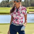 thumbnail image 4 of Whosucclay Hibiscus Pattern Tennis Short Sleeved Shirt for Golf Outdoor, Comfortable Polyester Womens Golf Shirt Quick Dry Soft Polo Shirts Size X-Small, 4 of 10