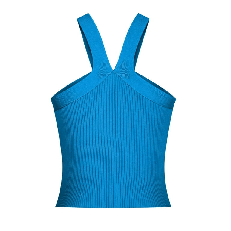 RQYYD Women's Basic Criss Cross Halter Neck Crop Tops Solid RQYYD Women's Basic Criss Cross Halter Neck Crop Tops Solid