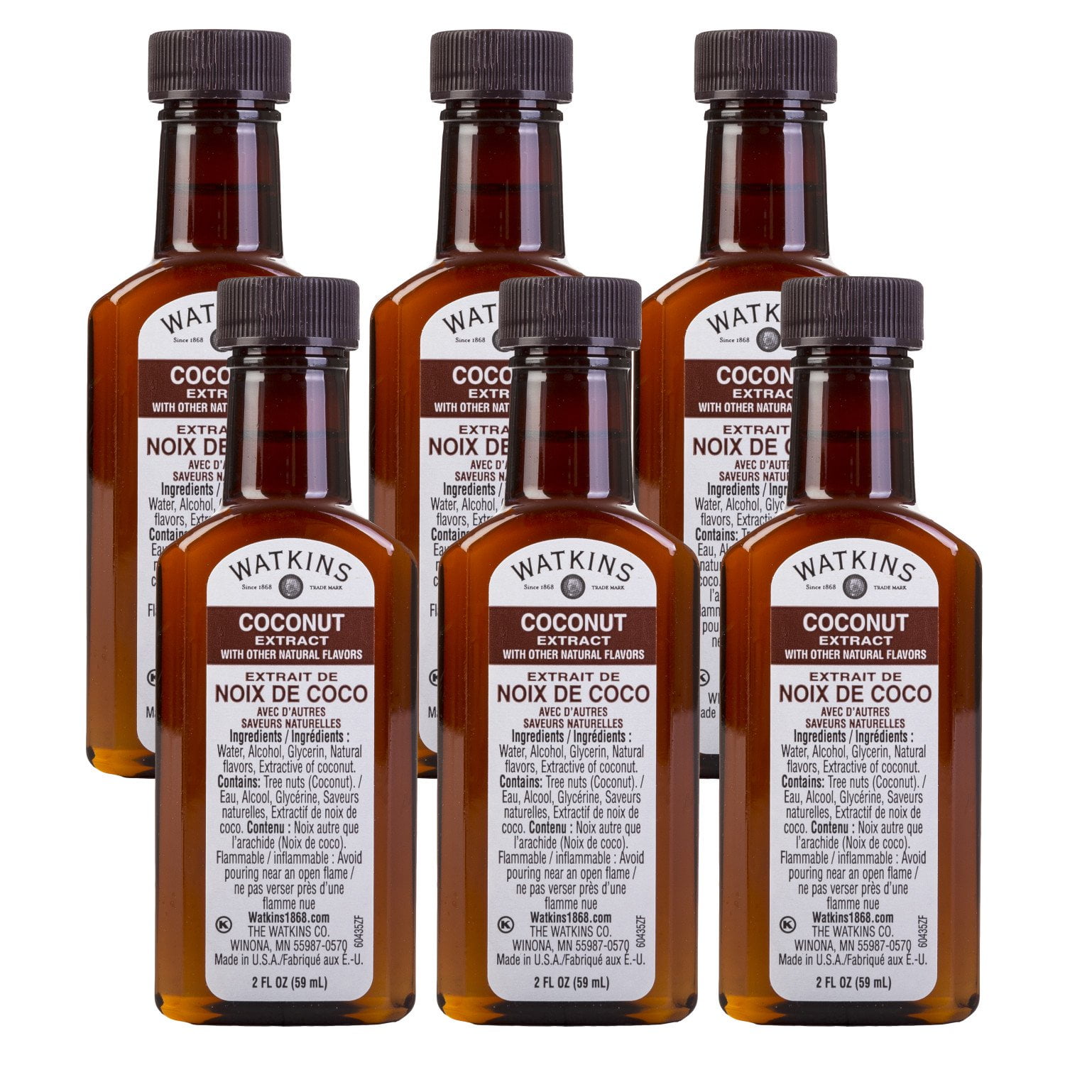 Watkins Coconut Extract 2 fl. oz. Set of 6