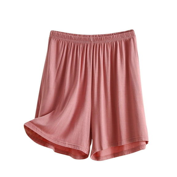 Besolor Women's Summer Pajama Shorts Solid Color Thin Elastic Waist Casual Soft Lounge Shorts Sleepwear Plus Size