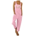thumbnail image 1 of TrendOFT Combinaison d'Été pour Femmes, Coupe Ample Décontractée, Imprimé Mode, Bretelles, Boutonnée, une Pièce, Rose P, 1 of 4