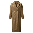 thumbnail image 2 of Trench Coat Women Double Breasted Notched Collar Jacket Mid Long Wool Blend Peacoat Fall Winter Coat Casual Overcoat, 2 of 3