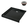 thumbnail image 3 of Streamline NT-2121-36BL-AL 36 in. x 36 in. Alcove Acrylic Shower Base in Glossy Black with Center Drain, ABS Drain Included, 3 of 9