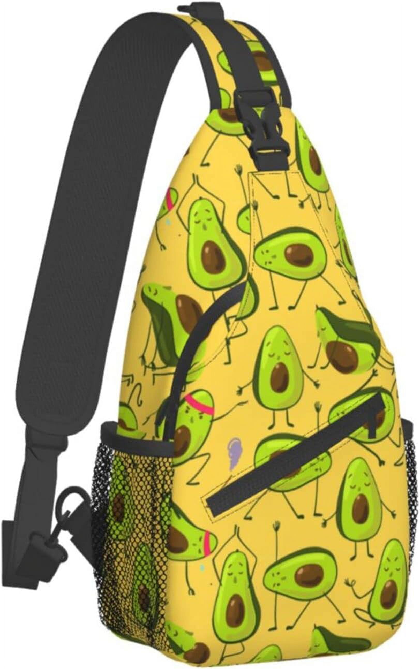 Avocado doing exercise Sling Bag Crossbody Hiking Travel Chest Bags Backpack Shoulder Daypack for Women Men