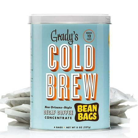 Grady's Cold Brew Decaf Iced Coffee Bean Bag Can, New Orleans Style (4 count, 8 ounces)