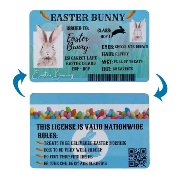 Pisexur Spring Decor Easter Rabbit Driver's License - Novelty Easter Decoration Lost Driver's License DIY Easter Rabbit Lost ID Card Easter Rabbit License Easter Basket Stuffers for Kids