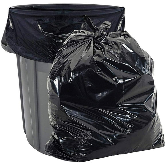 Aluf Plastics 20-30 Gallon 2 MIL Black Heavy Duty Garbage Trash Bags - 30" x 36" - Pack of 100 - For Contractor, Industrial, Institutional, & Commercial