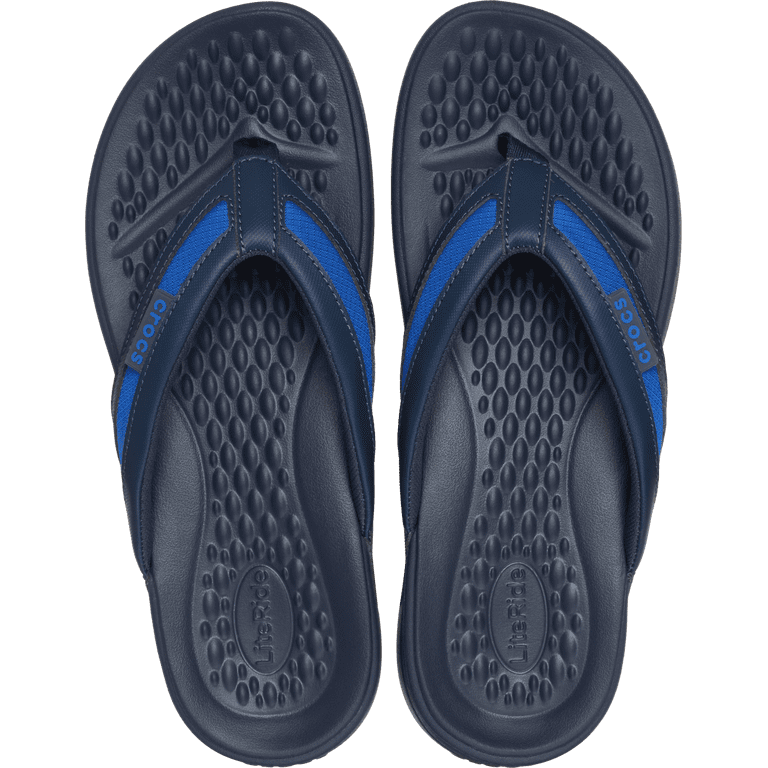 Crocs Men's Yukon Sport LiteRide Flip Flop Sandals, Blue Bolt/Navy