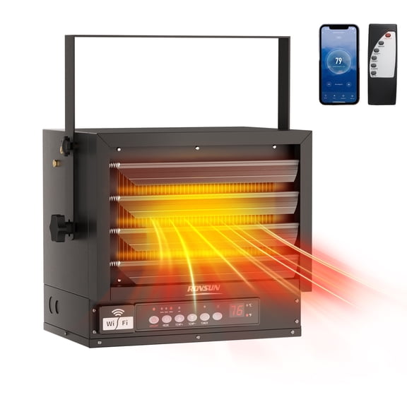 VINGLI 5000W Electric Garage Heater with Remote & APP Control, Digital Fan-Forced Ceiling Mount Heater with Thermostat, 12H Timer & Overheat Protection, 240V Hardwired Heater for Workshop Factory
