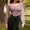 Pink, variant on HAOTAGS Fashion Blouses Women Beige Cropped Tops Long Sleeve Plain Square Neckline Shirts for Women