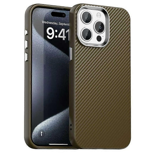 For iPhone 14 Pro Case Cell Phone Hybrid Back Cover Carbon Fiber Texture - Grey