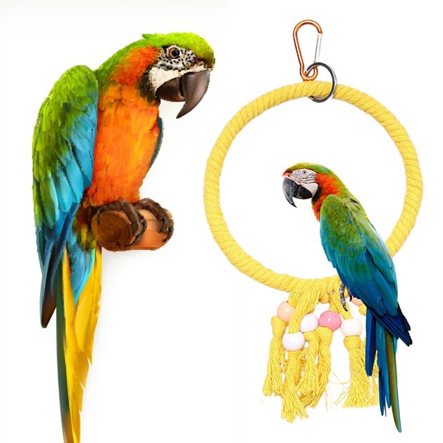 CBFFDC Pet Sewing Parrot Sewing Toy Bite Resistant Rope for Cockatiels Conures Parakeets Triangle Round Hanging Perch Pet Supplies
