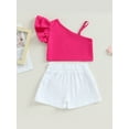 thumbnail image 4 of Bagilaanoe 2pcs Toddler Baby Girl Short Pants Set Sleeveless Crop Tops + Shorts 1T 2T 3T 4T 5T 6T Kids Casual Summer Outfits, 4 of 8