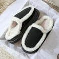 thumbnail image 5 of Viluyesy Womens Fuzzy Platform Slippers, Memory Foam Cozy Warm Fleece Lining Winter Slip On House Suede Shoes Black, 5 of 7