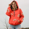 thumbnail image 2 of felwors Womens Game Day Sweatshirts Football Sequin Hoodies Tailgate Outfits Long Sleeve Zipper Sweaters with Pocket Red, XXXXXL, 2 of 4