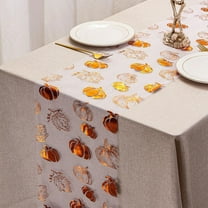 Thanksgiving Table Runner, Pumpkin Print Decor for Dining Table, Extra Long 108 Inch Fall Halloween Table Setting, Reusable Polyester Table Linen for Holiday Decor, Harvest Party Ambience