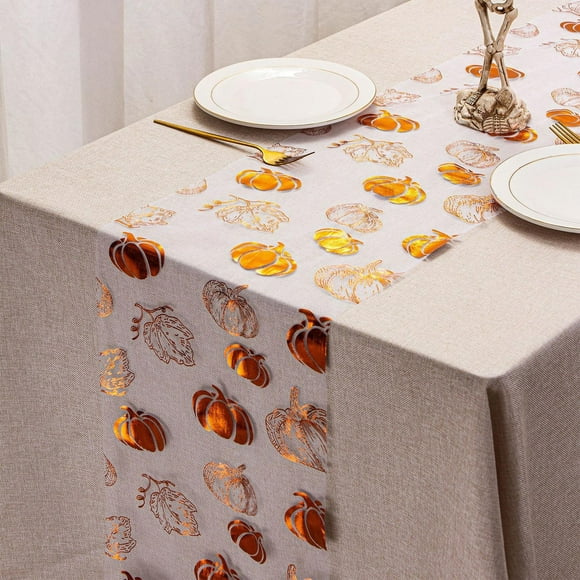 Dvkptbk Thanksgiving Table Flags Decorative Tablecloths Pumpkin Print Dining Table Ambience Setting Table Runner