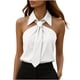 thumbnail image 1 of Fuera Del Hombro Camisetas de Manga Larga para las Mujeres Cuello Colgante Blusa sin Mangas de Color Sólido Top de Verano Casual para las Fiestas, 1 of 8