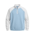 thumbnail image 3 of YOIAVAIOY Men's Quarter Zip Sweatshirts Waffle Knit Loose Fit Color Block Pullovers Stand Collar Sporty Casual Tops Light Blue M, 3 of 5
