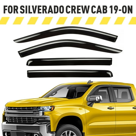 Extra Durable Window Deflectors Tape-On Window Visors Rain Guards Fit for Chevy Silverado 1500 2019-2026 Crew Cab, Sun Visors, Wind Vent Visors, Window vent shades, Car Accessories - 4 pcs. AG0798