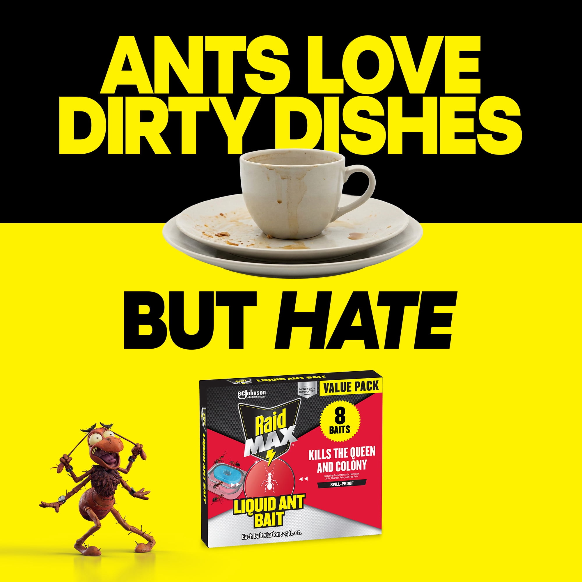 Raid MAX Liquid Ant Killer Bait, Outdoor and Indoor Ant Killer Traps for Home, 8 Count