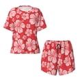 thumbnail image 5 of Wukai Red Hibiscus Flower Women's Pajama Set,Short-Sleeve Top and Shorts with Elastic Waistband and Pockets for Loungewear, Yoga, and Casual Wear-Large, 5 of 8