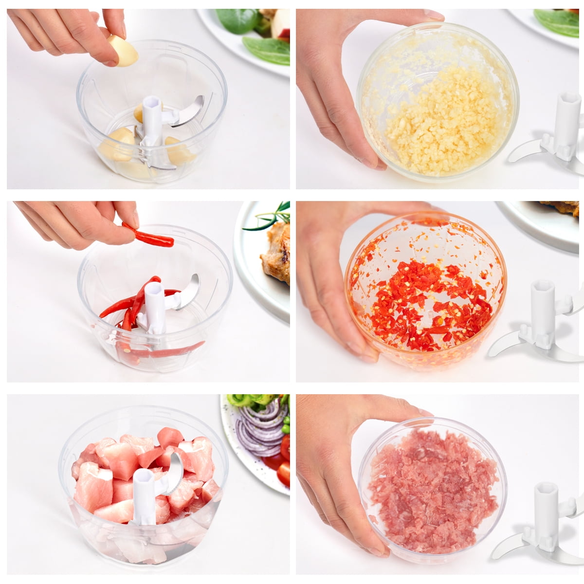 Hand Crank Vegetable Chopper, Manual Food Chopper Food Processor for  Garlic, Onion, Nuts, Herbs 