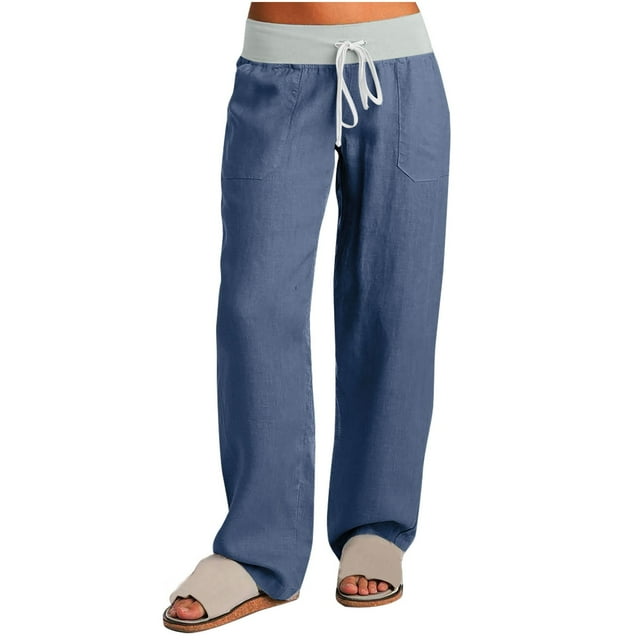 Timegard Pantalon pour Femmes Taille Basse à Cordon, Bas Resserré, Jambe Droite, Pantalon Cargo d'Extérieur avec Poches