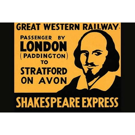 A baggage label for luggage brought upon the Great Western Railway from Paddington Station in London to Shakespeares birthplace Stratford on Avon Poster Print by (Best Western Paddington London)