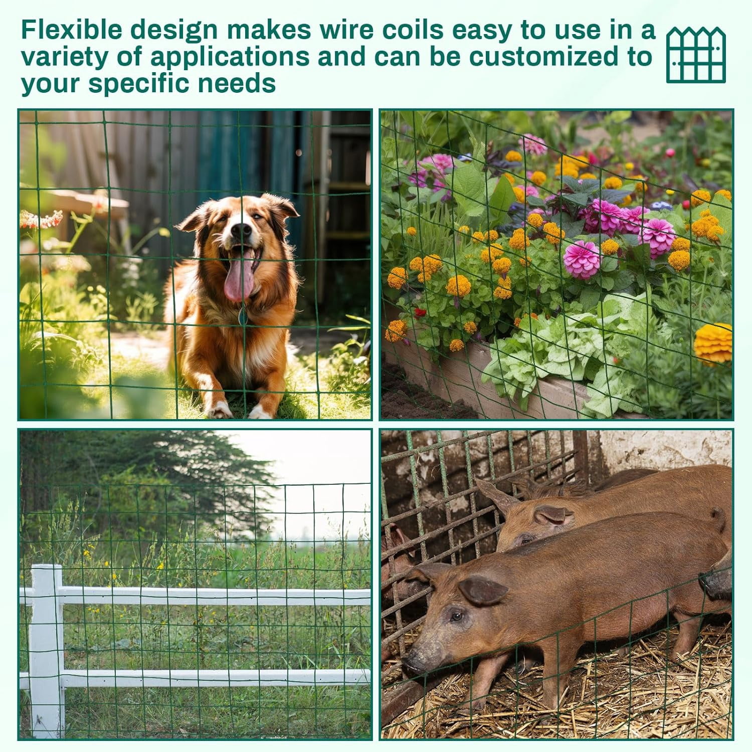 16 Gauge Galvanized Welded Wire Fence PVC Coated Hardware Cloth,  Mesh, Heavy Duty Garden Fencing Roll for Chicken, Dog Yard, Deer Cattle & Animal Protection