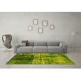 thumbnail image 3 of Ahgly Company Machine Washable Indoor Round Abstract Yellow Modern Area Rugs, 5' Round, 3 of 4