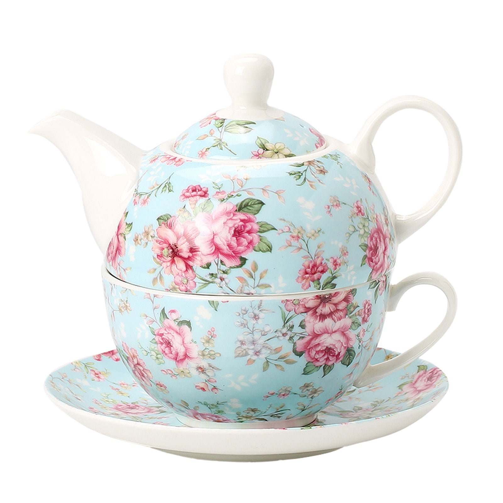 Qeeadeea Tea For One Teapot And Cup Set, Bone China Tea Set, Tea Pot Gift Sets For Women, Tea