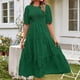 thumbnail image 1 of Vestido Plisado De Mujer Vestido plisado de mujer con manga abullonada y gran columpio para fiesta (verde retro XL) Ygjytge para Mujer verde retro T S, 1 of 1