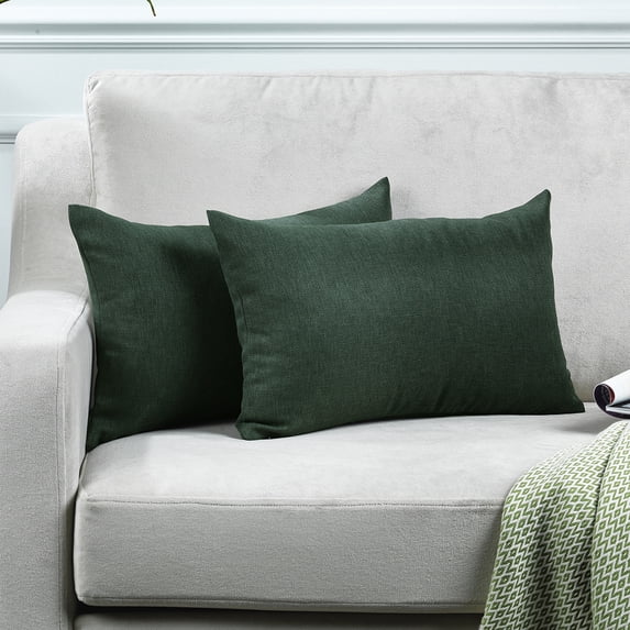 3S Brother's Solid Cushion Cover Super Soft & Cozy Home Décor Throw Pillow Case for Chair Couch Bedroom & Livingroom Décor Pillowcase with Invisible Zipper Set of 2 Pieces -Duck Green 12"x20" Each